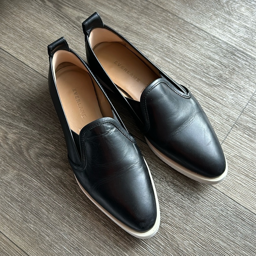 Everlane Black Leather Slip-On Sneakers sz 5.5